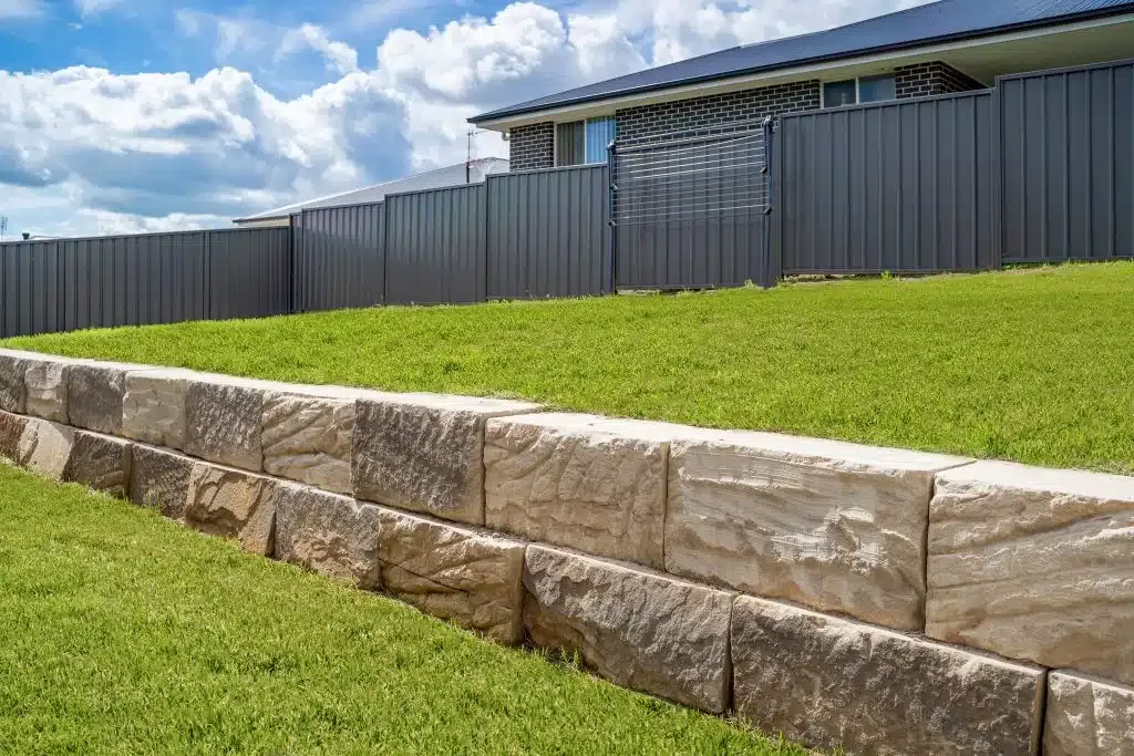 Sandstone retaining wall project 2 in Moreton Bay