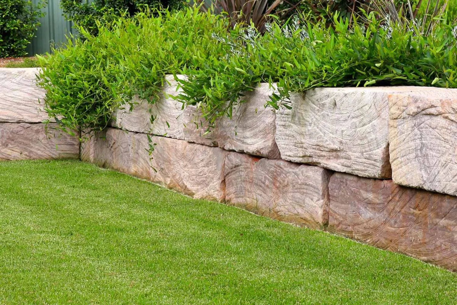 Sandstone retaining wall project in Moreton Bay