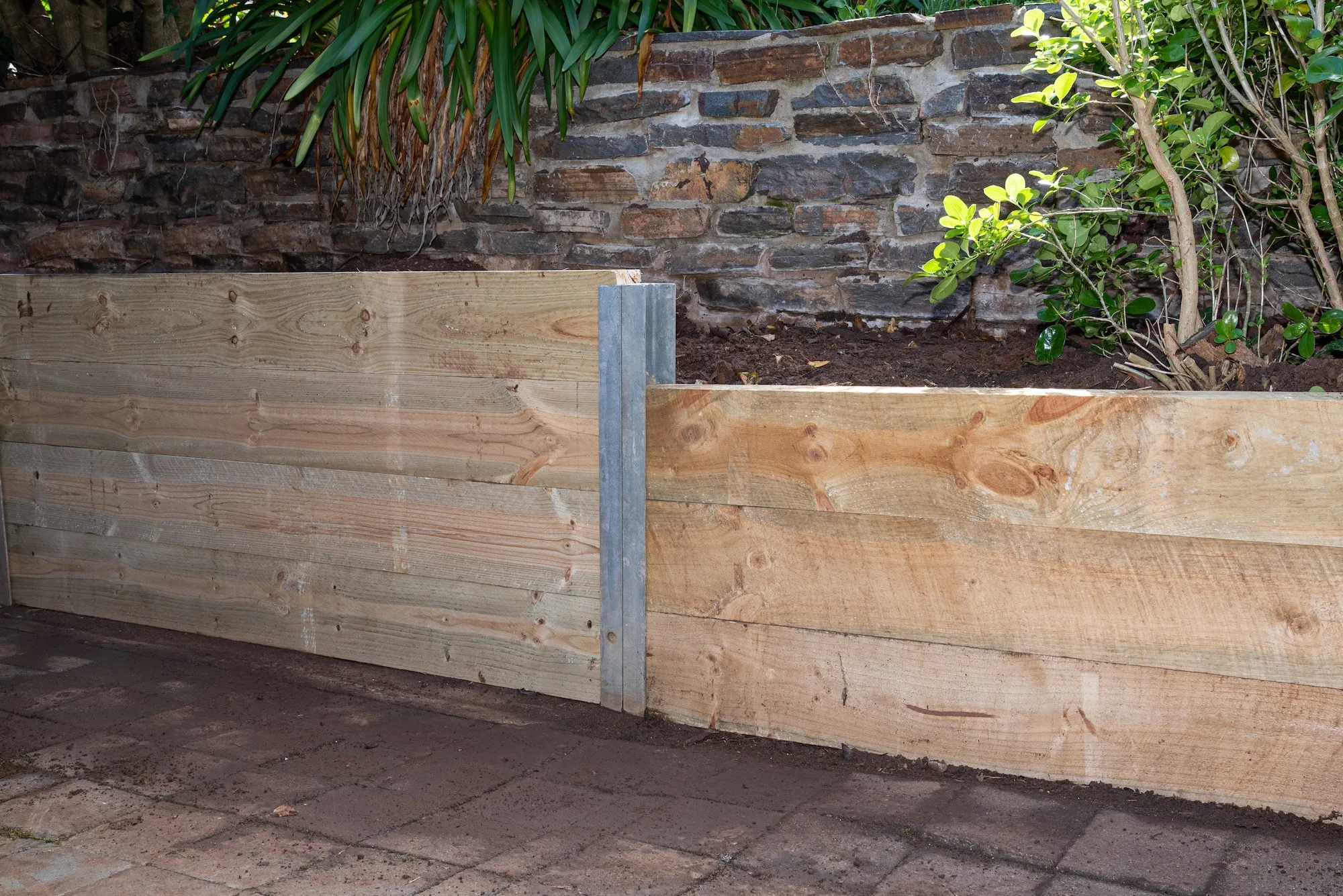 Completed retaining wall on a residential property in Moreton Bay