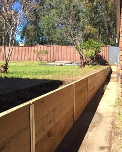 Timber retaining wall project 4 in Moreton Bay