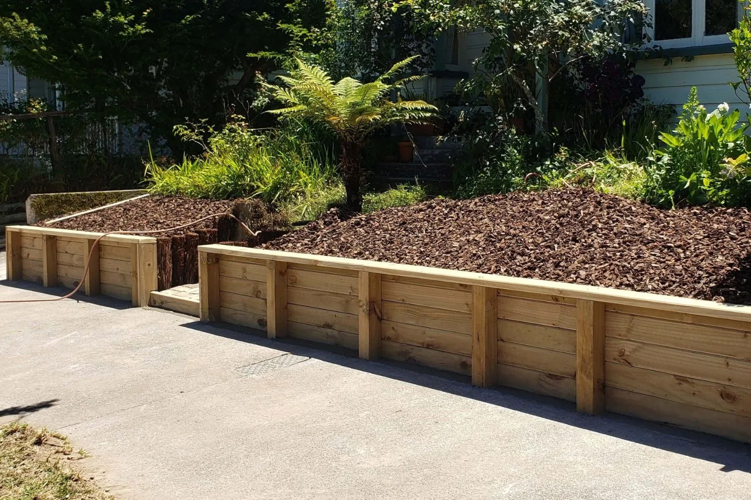 Timber retaining wall project in Moreton Bay