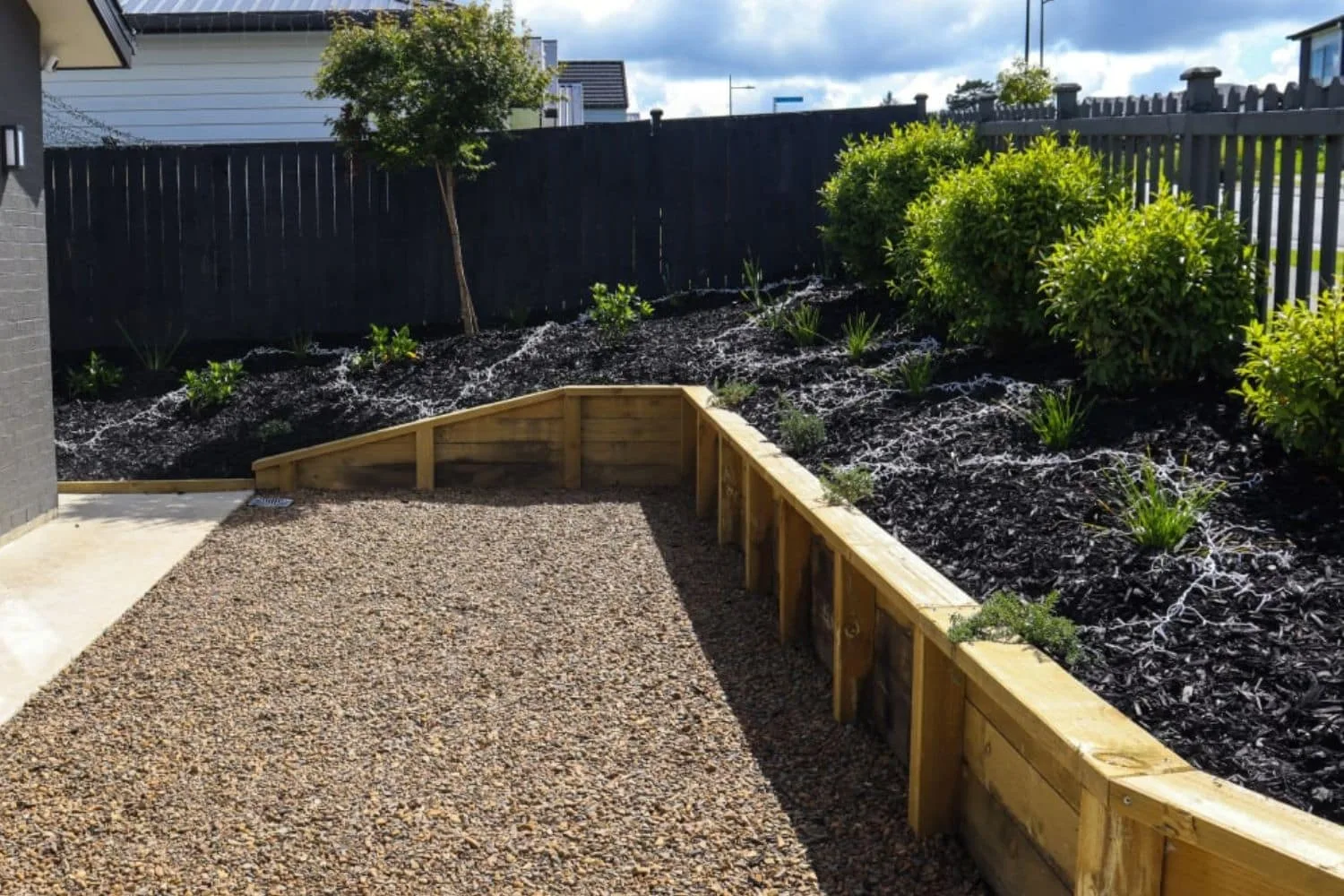 Timber retaining wall project 2 in Moreton Bay