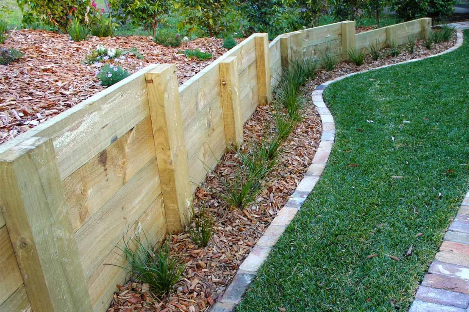 Timber retaining wall project 3 in Moreton Bay